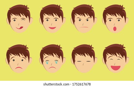 This is an illustration of a funny and cute face character emoticon