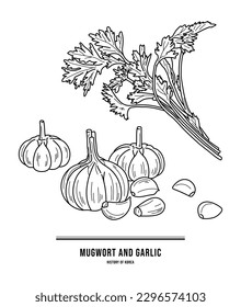 This illustration is 'garlic' and 'mugwort', which are foods from Dangun mythology in Korea.