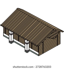 This is an illustration of a gate or facility entrance in traditional Japanese architecture.