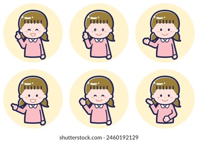 This is an illustration of a girl's pose set.