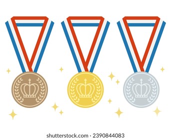 Esta es una ilustración de medallas de oro, medallas de plata y medallas de bronce.