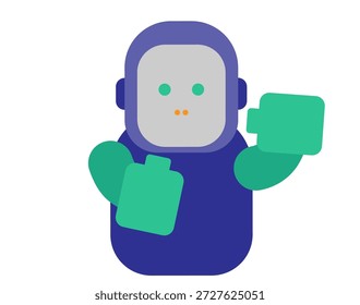 This is an illustration of a gorilla raising both hands in a fist pump.