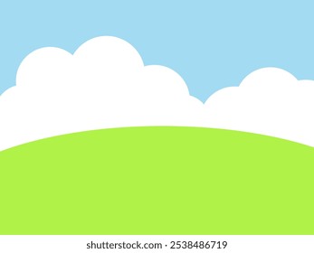 This is an illustration of a grassland, clouds and sky background.
