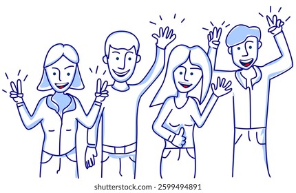 This is an illustration of a group of friends