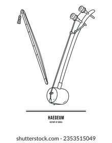 This illustration is 'Haegeum', a traditional Korean string instrument.