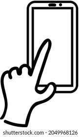This is an illustration of a hand operating a smartphone.