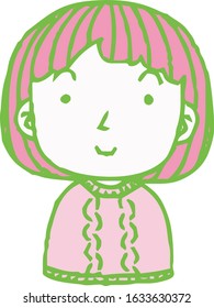 This is a illustration of Hand painted cute Smiling people icon 