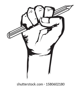 This is an illustration of a hand with a pencil