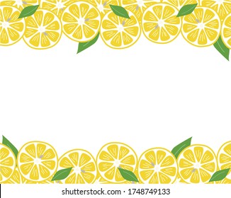 This is an illustration of a hand-painted lemon and leaf background frame.