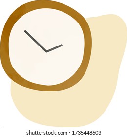 This is an illustration of a hand-painted wall clock. (Watercolor style.)