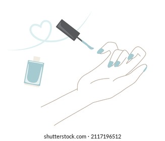 This is an illustration of hands, nails and nail polish.