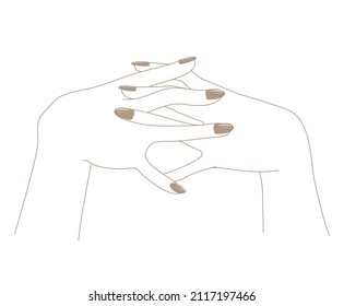 Esta es una ilustración de manos, clavos y esmalte de uñas.