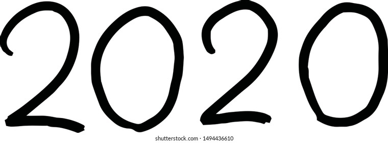 This is a illustration of Handwritten 2020 character illustration