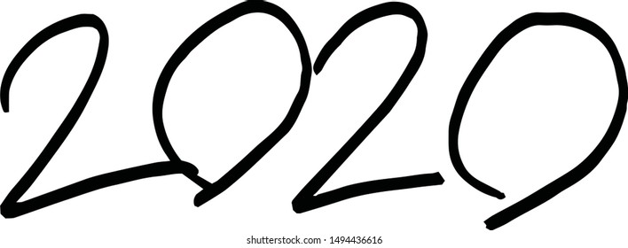 This is a illustration of Handwritten 2020 character illustration