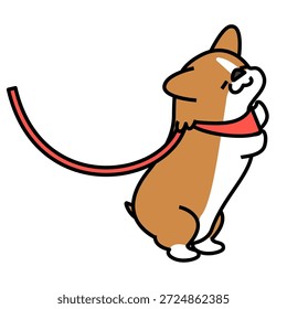 Esta es una ilustración de un corgi saltando feliz.