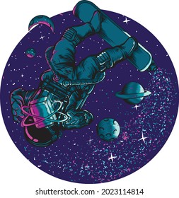 This illustration has the theme of astronauts skateboarding in space. you can change the color.