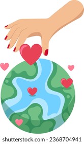 This illustration has the theme "World Humanitarian Day", this illustration tells the story that all humans need other humans to help, care and receive love.