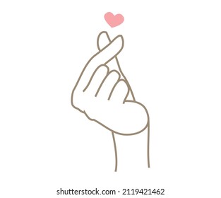 This is an illustration of a heart shape made with fingers. (Kyun pose)