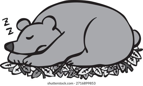 Esta é uma ilustração de um urso hibernando. Às vezes, usam casas vazias como seus ninhos.