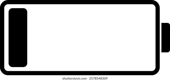 This is an illustration of an icon with a low battery level.