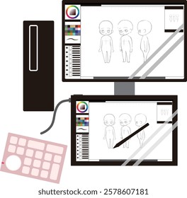 This is an illustration of an image of drawing with a left hand device.