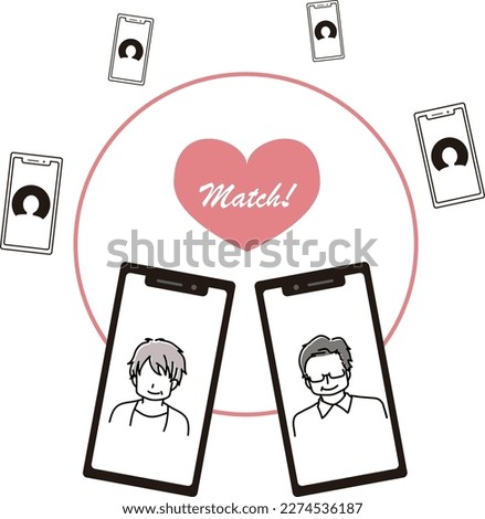 This is an illustration of an image matched on a matching app (heterosexual to heterosexual).