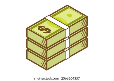 This is an illustration of an image of a stack of American dollar bills. A simple and cute illustration for student teaching materials.