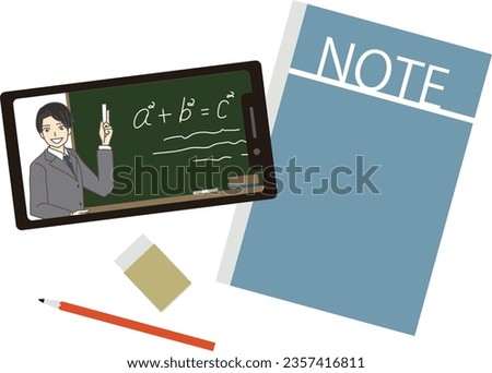This is an illustration of an image of studying for an exam that is studied on a smartphone.