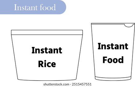 This is an illustration of instant foods such as cup noodles and instant rice.