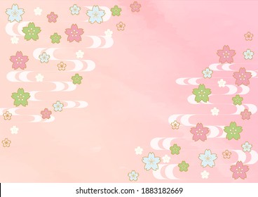 Dies ist eine Illustration eines japanischen Hintergrundmaterials von Kirschblüten.