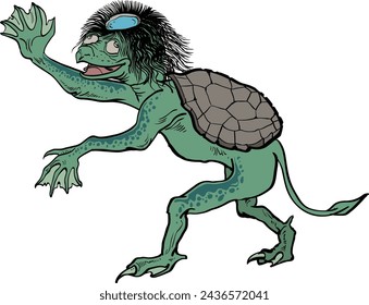 This is an illustration of a Japanese monster - a kappa.