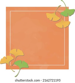This illustration is a Japanese square frame featuring colored gingko leaves.