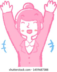 This is a illustration of a job-hunting girl student face and pose.