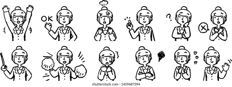 This is a illustration of a job-hunting girl student face and pose.