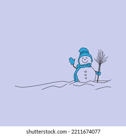 This illustration is kept simple and minimalistic. depicting a snowman.