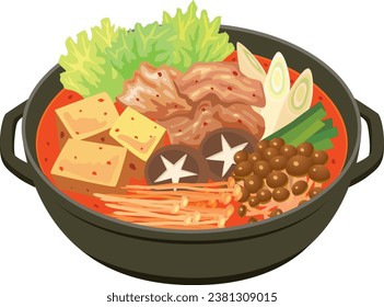 This is an illustration of kimchi hotpot.