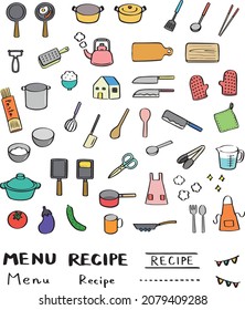 This is an illustration of kitchen utensils. It can be used as a point for icons and graphics.