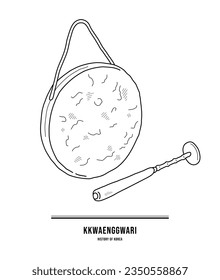 Diese Illustration ist "Kkwaenggwari", ein traditionelles Samulnori-Instrument in Korea.