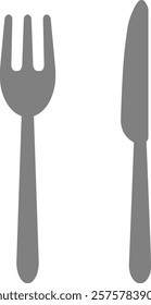 This is an illustration of a knife and fork silhouette icon.