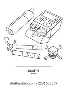 This illustration is Korean cigarettes, tobacco products, and electronic cigarettes. (Translation: Cigarettes)