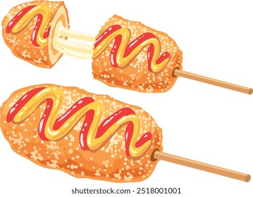 This is an illustration of a Korean corn dog
