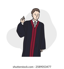 This is an illustration of a Korean judge, a male judge wearing a prosecutor's uniform.