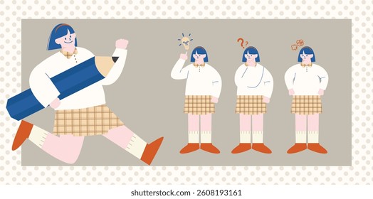This is an illustration of a Korean middle and high school student.