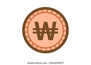 This is an illustration of a Korean won coin. A simple and cute illustration for student teaching materials.