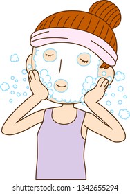 This is an illustration of Illustration of a lady who is washing the face.