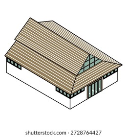 This is an illustration of a large facility with a traditional Japanese architecture motif.