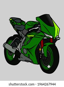 
Esta ilustración es una gran motocicleta verde musgo