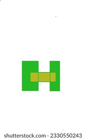 This is an illustration of the letter H combined with green and yellow colors, ideal for logos and designs with a white background.