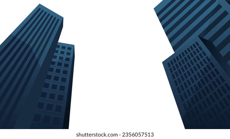 This is an illustration looking up at some buildings.