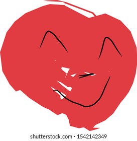 This is an illustration of a love smile with a dominant color in red.